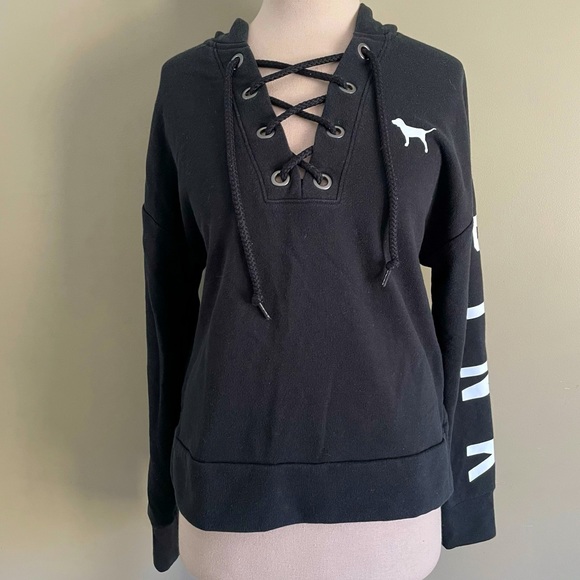 PINK Victoria's Secret Tops - PINK hoodie w/ crisscross drawstrings